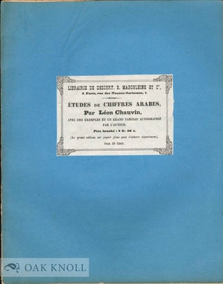 Order Nr. 124041 ÉTUDES DE CHIFFRES ARABES. Léon Chauvin