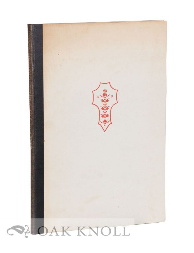 Order Nr. 124135 REPORT ON THE TYPOGRAPHY OF THE CAMBRIDGE UNIVERSITY PRESS PREPARED IN 1917 AT THE REQUEST OF THE SYNDICS BY BRUCE ROGERS AND NOW PRINTED IN HONOUR OF HIS EIGHTIETH BIRTHDAY.