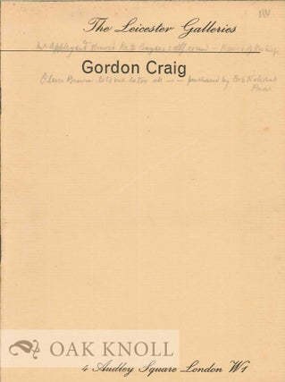 Order Nr. 124660 CATALOGUE OF AN EXHIBITION OF DESIGNS BY GORDON CRAIG