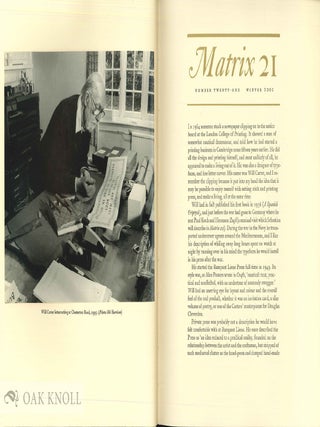 MATRIX 21, WINTER 2001, A REVIEW FOR PRINTERS AND BIBLIOPHILES.