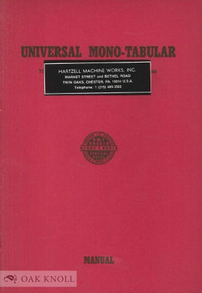 Order Nr. 125193 THE MONO-TABULAR BROACH AND CABINET. Universal