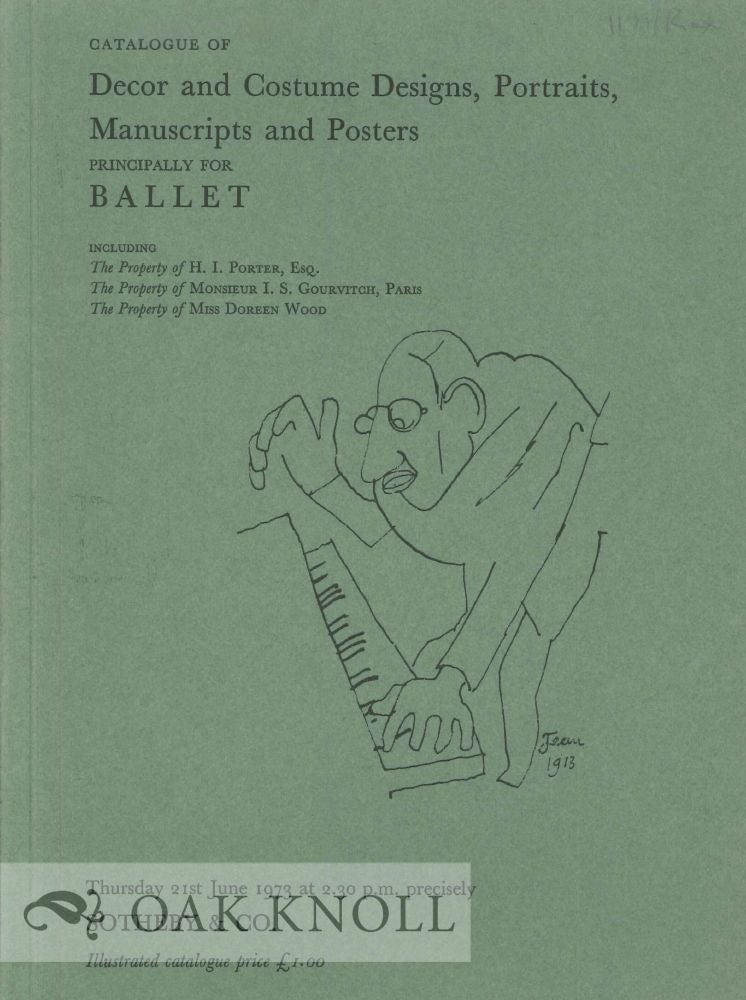 Order Nr. 125270 CATALOGUE OF DECOR AND COSTUME DESIGNS, PORTRAITS, MANUSCRIPTS, AND POSTERS PRINCIPALLY FOR BALLET.