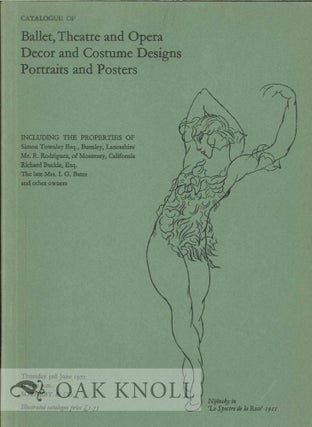 Order Nr. 125281 CATALOGUE OF BALLET, THEATRE AND OPERA DECOR AND COSTUME DESIGNS PORTRAITS AND...