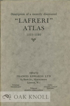 Order Nr. 125402 DESCRIPTION OF A RECENTLY DISCOVERED "LAFRERI" ATLAS 1553-1580