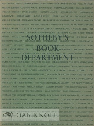 Order Nr. 125665 SOTHEBY'S BOOK DEPARTMENT: SOME NOTABLE SALES 1963-1976