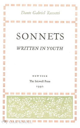 SONNETS WRITTEN IN YOUTH.