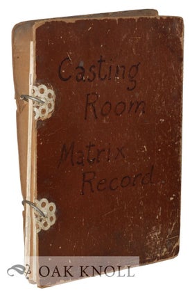Order Nr. 126381 CASTING ROOM MATRIX RECORD. Lanston