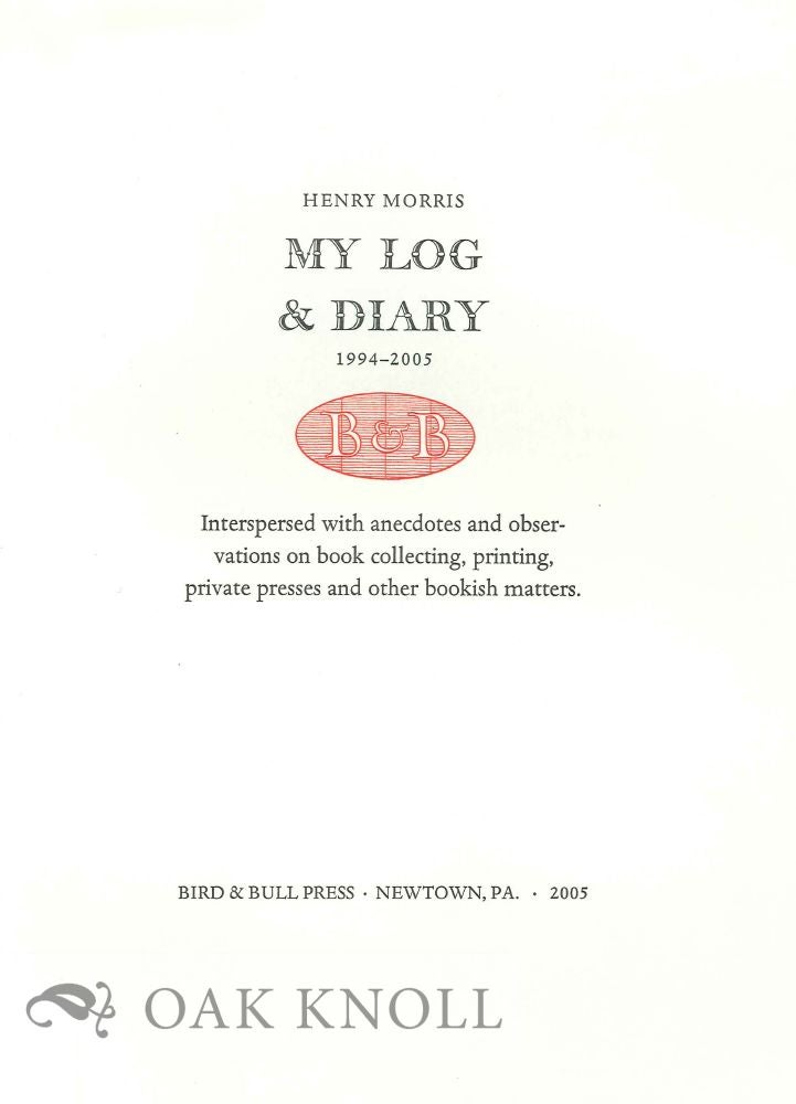 Order Nr. 126550 PROSPECTUS FOR MY LOG AND DIARY 1994-2005.