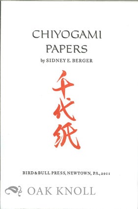 Order Nr. 126559 PROSPECTUS FOR CHIYOGAMI PAPERS
