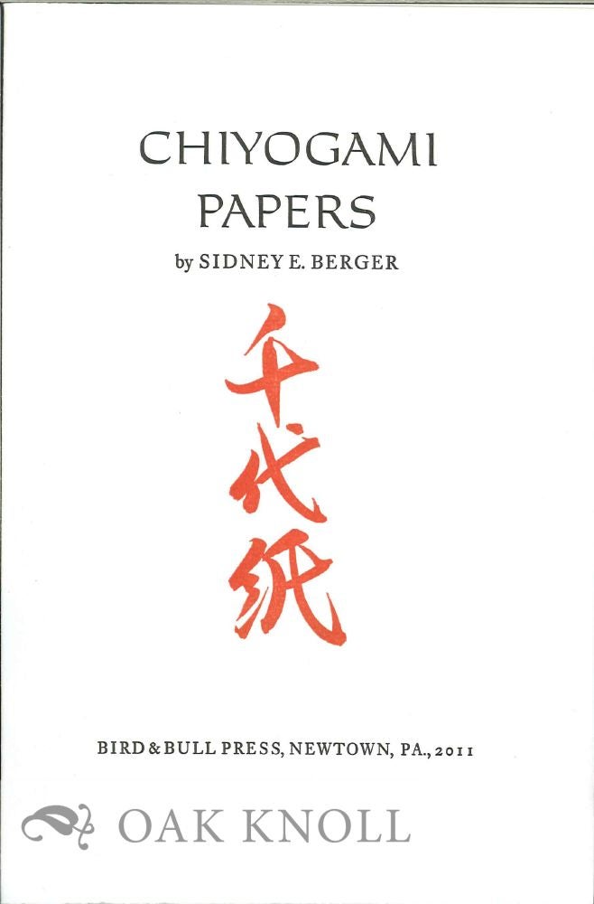 Order Nr. 126559 PROSPECTUS FOR CHIYOGAMI PAPERS.