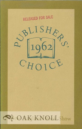 Order Nr. 126614 PUBLISHERS' CHOICE 1962 NEW ENGLAND BOOK SHOW