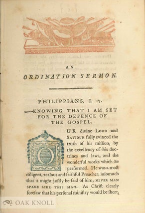 Order Nr. 126796 A SERMON DELIVERED DECEMBER 10, 1788, AT THE ORDINATION OF THE REV. JOHN...