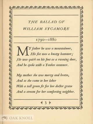 THE BALLAD OF WILLIAM SYCAMORE 1790-1880.