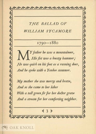 THE BALLAD OF WILLIAM SYCAMORE 1790-1880.