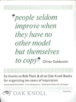 Order Nr. 127068 " PEOPLE SELDOM IMPROVE. . ." Oliver Goldsmith
