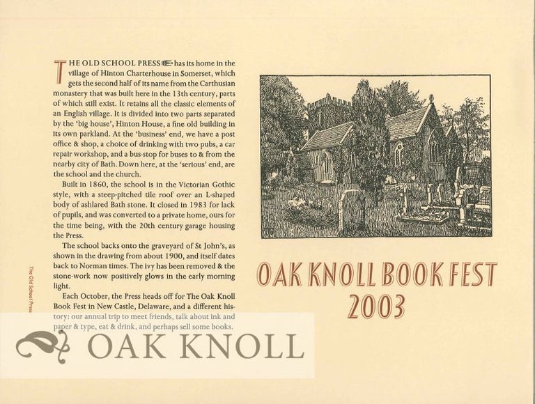 Order Nr. 127073 OAK KNOLL BOOK FEST 2003.