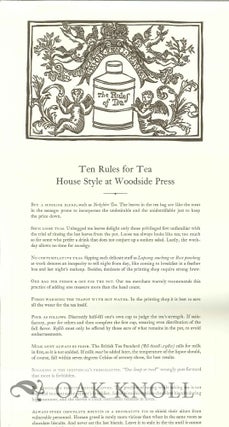 Order Nr. 127075 TEN RULES FOR TEA HOUSE STYLE AT WOODSIDE PRESS
