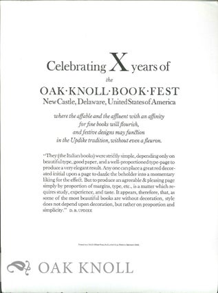 Order Nr. 127115 CELEBRATING X YEARS OF THE OAK KNOLL BOOK FEST