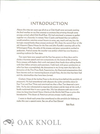 Order Nr. 127120 Introduction to Oak Knoll Fest X Portfolio. Robert D. Fleck