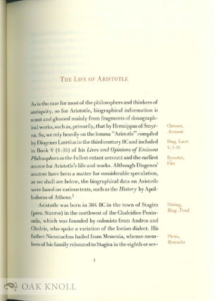 THE LIBRARY OF ARISTOTLE: THE MOST IMPORTANT COLLECTION OF BOOKS EVER FORMED.