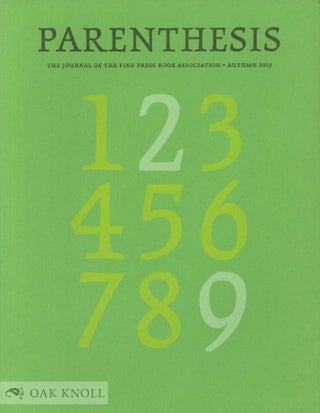 Order Nr. 127598 PARENTHESIS 29: THE JOURNAL OF THE FINE PRESS BOOK ASSOCIATION