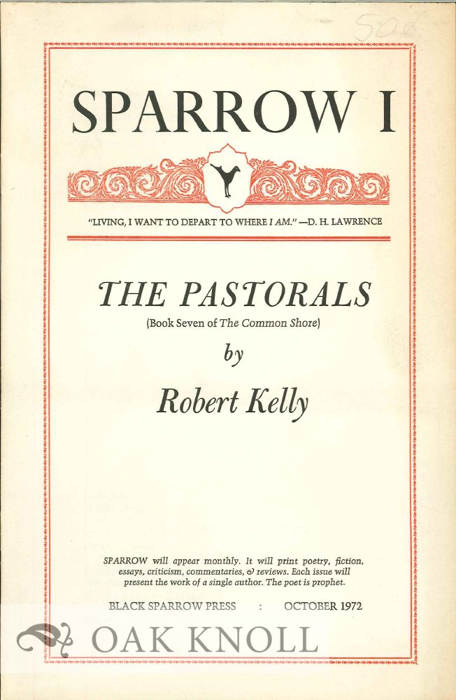 Order Nr. 127639 THE PASTORALS. SPARROW 1. Robert Kelly.