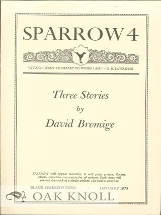 Order Nr. 127644 THREE STORIES. SPARROW 4. David Bromige