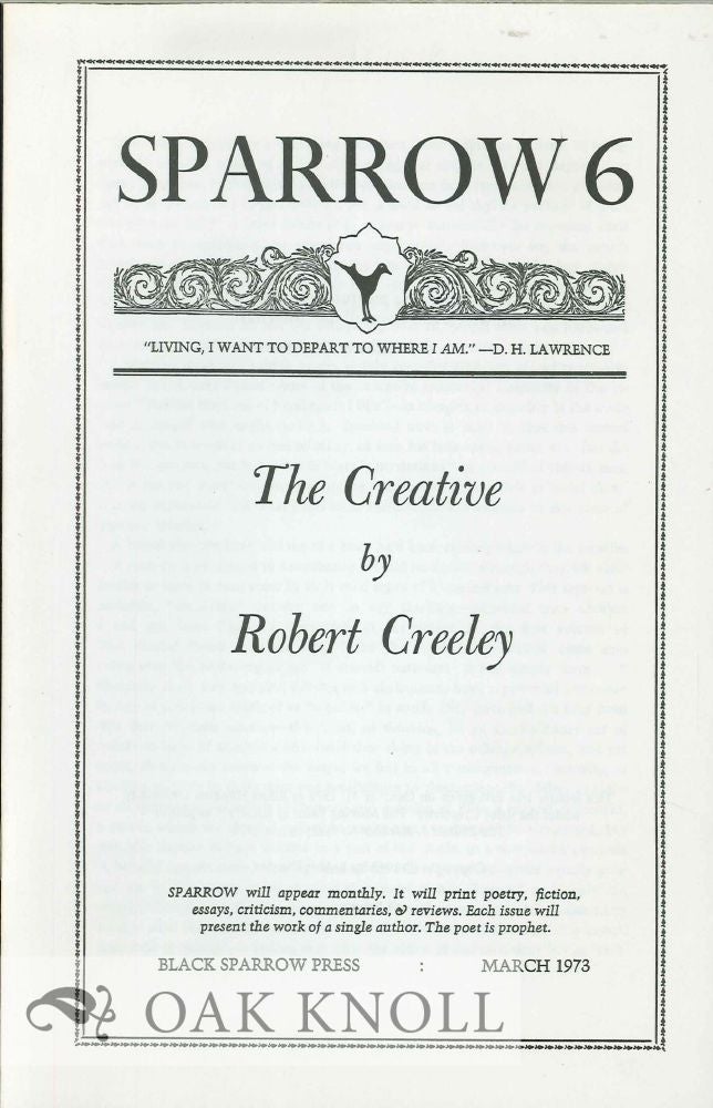 Order Nr. 127646 THE CREATIVE. SPARROW 6. Robert Creeley.