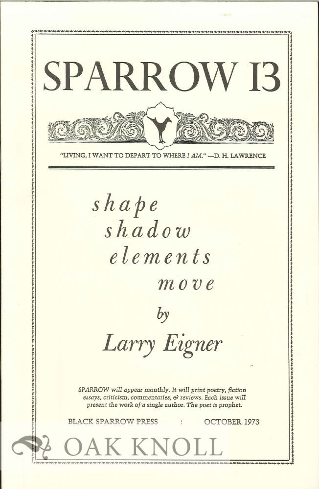 Order Nr. 127655 SHAPE SHADOW ELEMENTS MOVE. SPARROW 13. Larry Eigner.