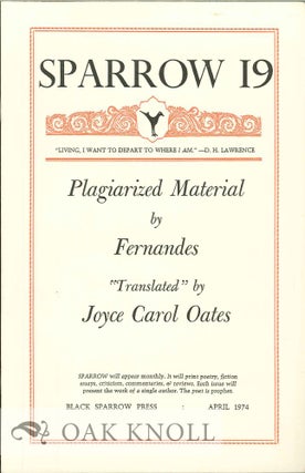 Order Nr. 127659 PLAGIARIZED MATERIAL BY FERNANDES. SPARROW 19. Joyce Carol Oates