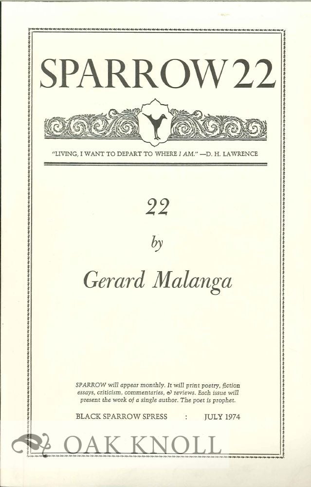 Order Nr. 127663 22. SPARROW 22. Gerard Malanga.