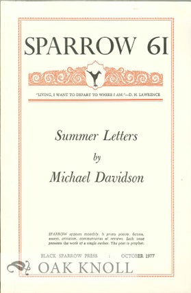 Order Nr. 127703 SUMMER LETTERS. SPARROW 61. Michael Davidson