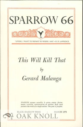 Order Nr. 127709 THIS WILL KILL THAT. SPARROW 66. Gerard Malanga