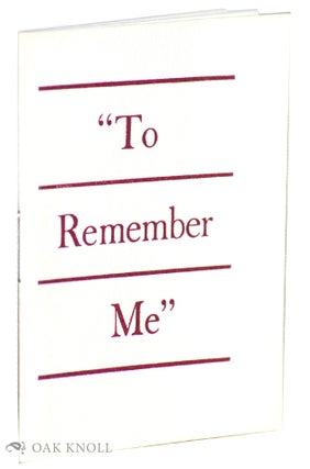 Order Nr. 128149 " TO REMEMBER ME"