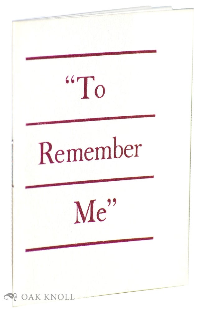 Order Nr. 128149 " TO REMEMBER ME".