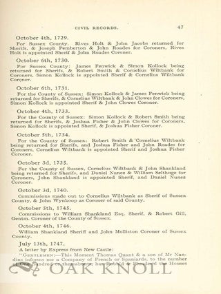 SOME RECORDS OF SUSSEX COUNTY, DELAWARE