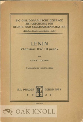 Order Nr. 128379 LENIN VLADIMIR IL'IC UL'JANOV EINE BIO-BIBLIOGRAPHIE. Ernst Drahn