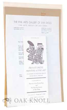 Order Nr. 128476 Collection of printed material sent by the Creekside Press for an exhibition in...