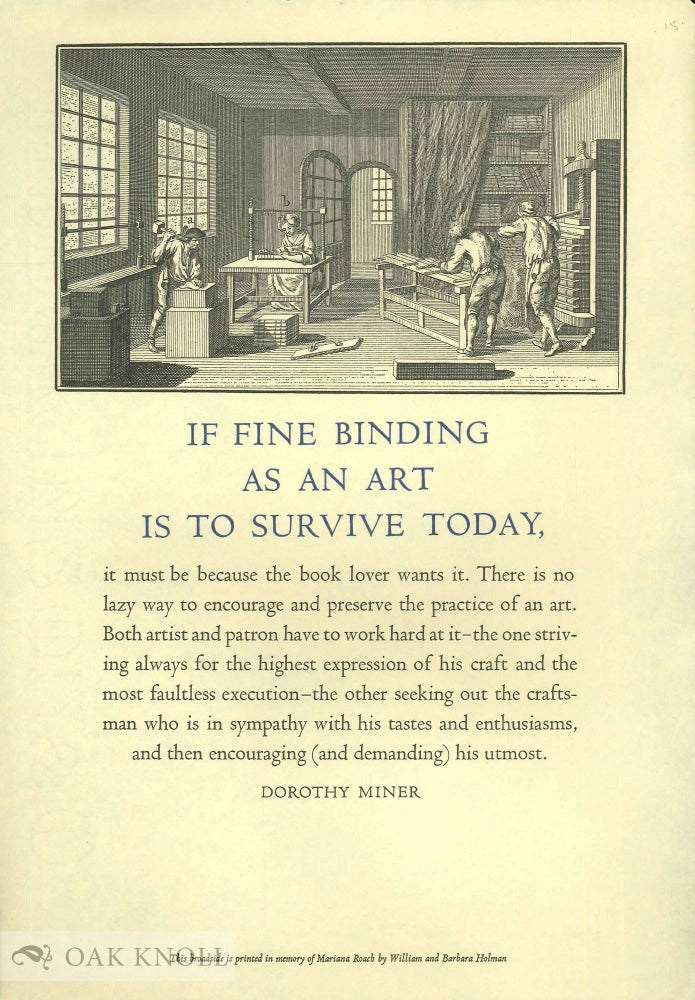 Order Nr. 129094 IF FINE BINDING AS AN ART IS TO SURVIVE TODAY.