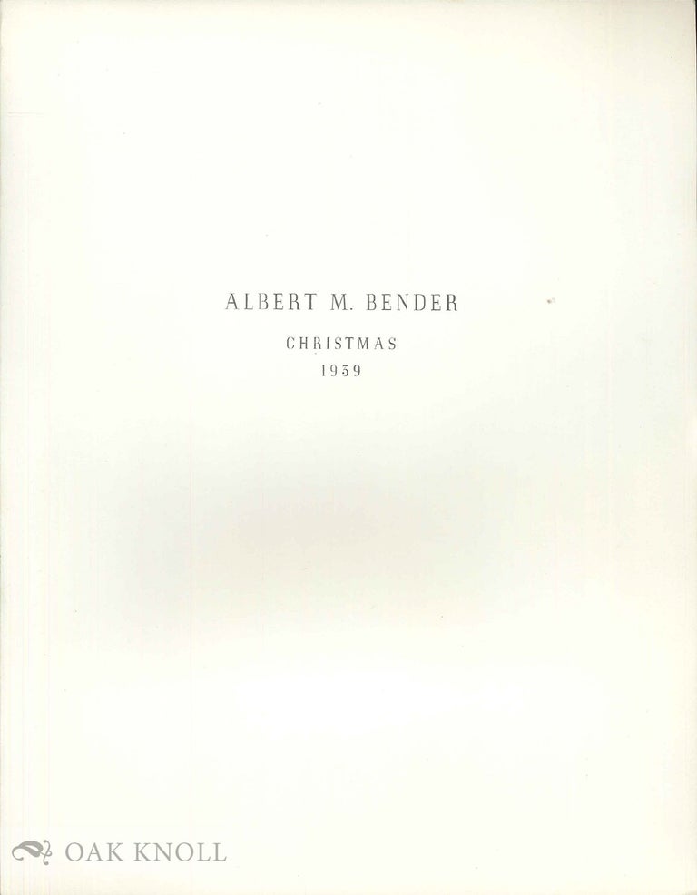 Order Nr. 129148 Christmas Greeting 1939. Albert M. Bender.