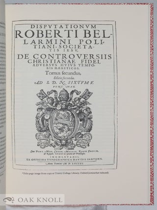 PEREGRINATIONS OF FRENCH TYPES IN THE SIXTEENTH CENTURY: PRINTING OF ROBERT BELLAMARINE'S DISPUTATIONES IN SOUTHERN GERMANY.