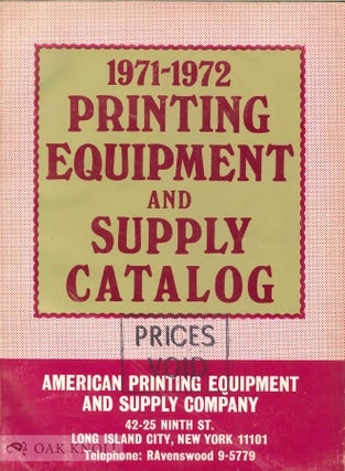 Order Nr. 129479 1971-1972 PRINTING EQUIPMENT AND SUPPLY CATALOG