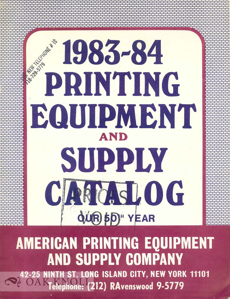 Order Nr. 129480 1983-1984 PRINTING EQUIPMENT AND SUPPLY CATALOG.