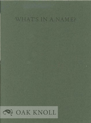 Order Nr. 129558 WHAT'S IN A NAME. J. Peter Adler