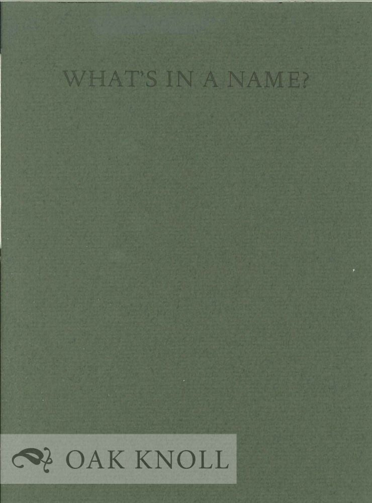 Order Nr. 129558 WHAT'S IN A NAME. J. Peter Adler.