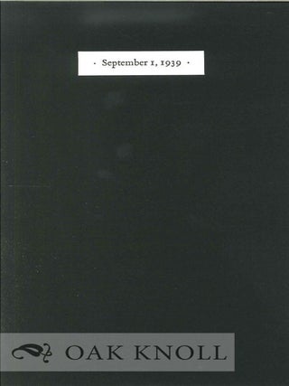 Order Nr. 129597 SEPTEMBER 1, 1939. W. H. Auden, Dana Gioia