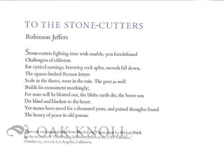 Order Nr. 129687 TO THE STONE-CUTTERS. Robinson Jeffers