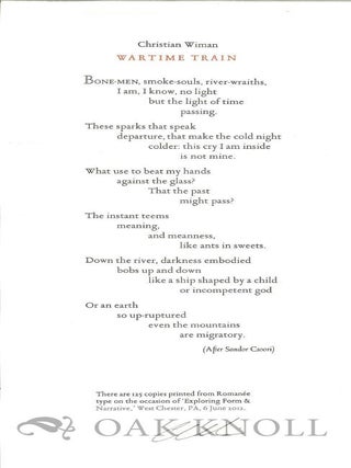 Order Nr. 129695 WARTIME TRAIN. Christian Wiman