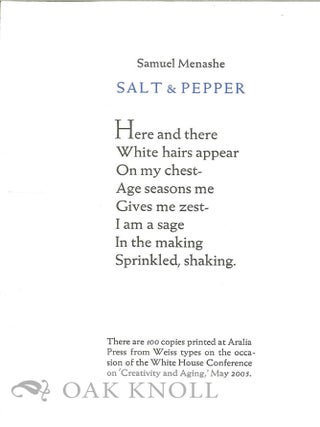Order Nr. 129697 SALT & PEPPER. Samuel Menashe