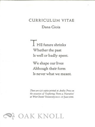 Order Nr. 129710 CURRICULUM VITAE. Dana Gioia